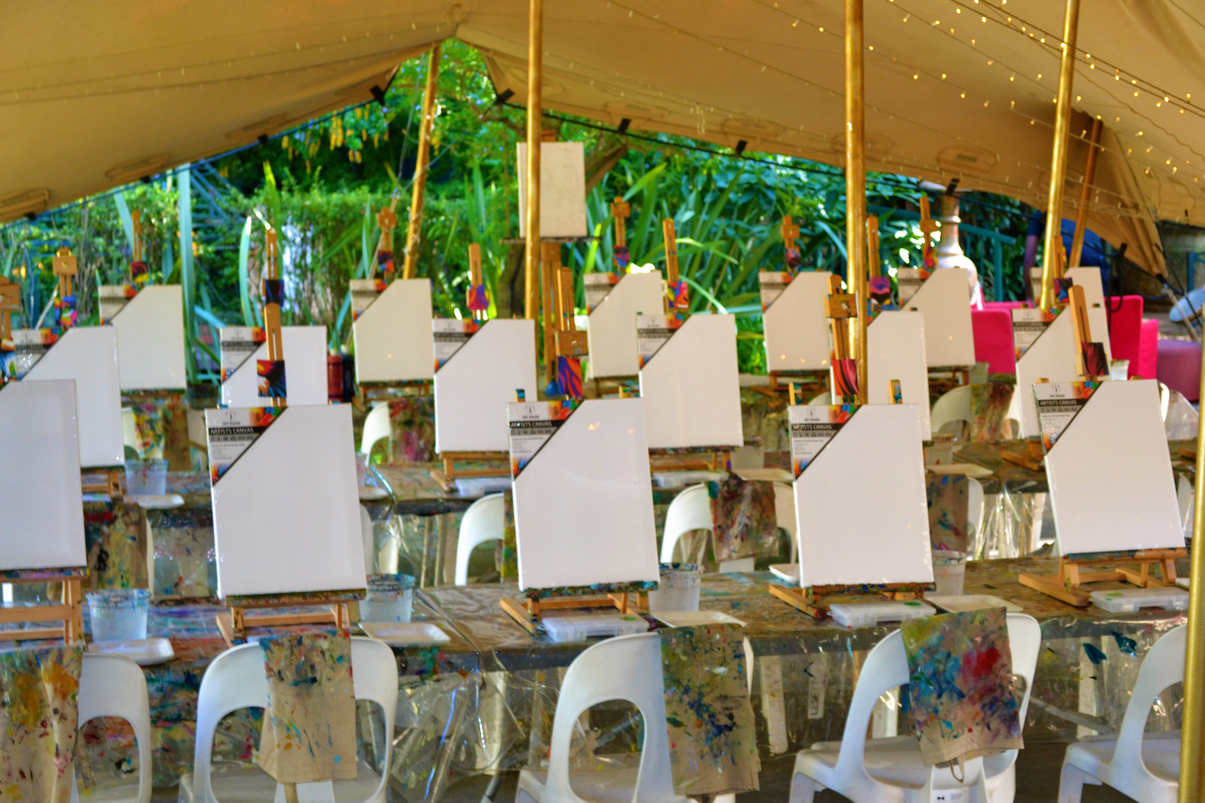Corporate group activity in garden